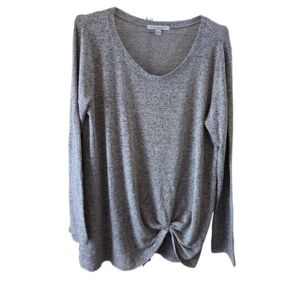 Green Envelope Los Angeles Gray Ruched Side Lightweight Sweater - Picture 1 of 3